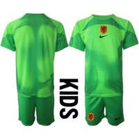 Echipament fotbal Olanda Portar Tricou Acasa Mondial 2022 pentru copii maneca scurta (+ Pantaloni scurti)